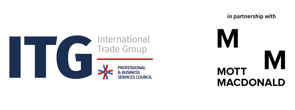 Logos for the International Trade Group (ITG) and Mott Macdonald