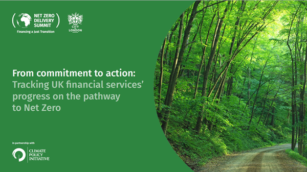 The cover image of From commitment to action: Tracking UK financial services’ progress on the pathway to Net Zero
